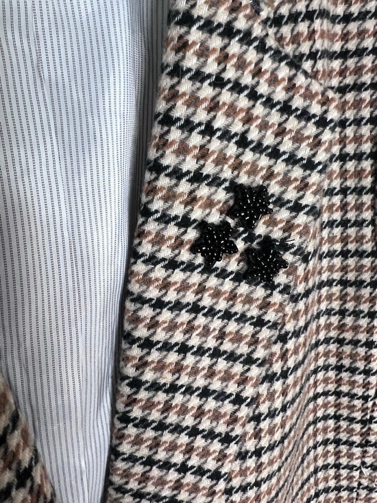 Anthropologie Applique Patches Houndstooth Blazer Sz S - Picture 8 of 11